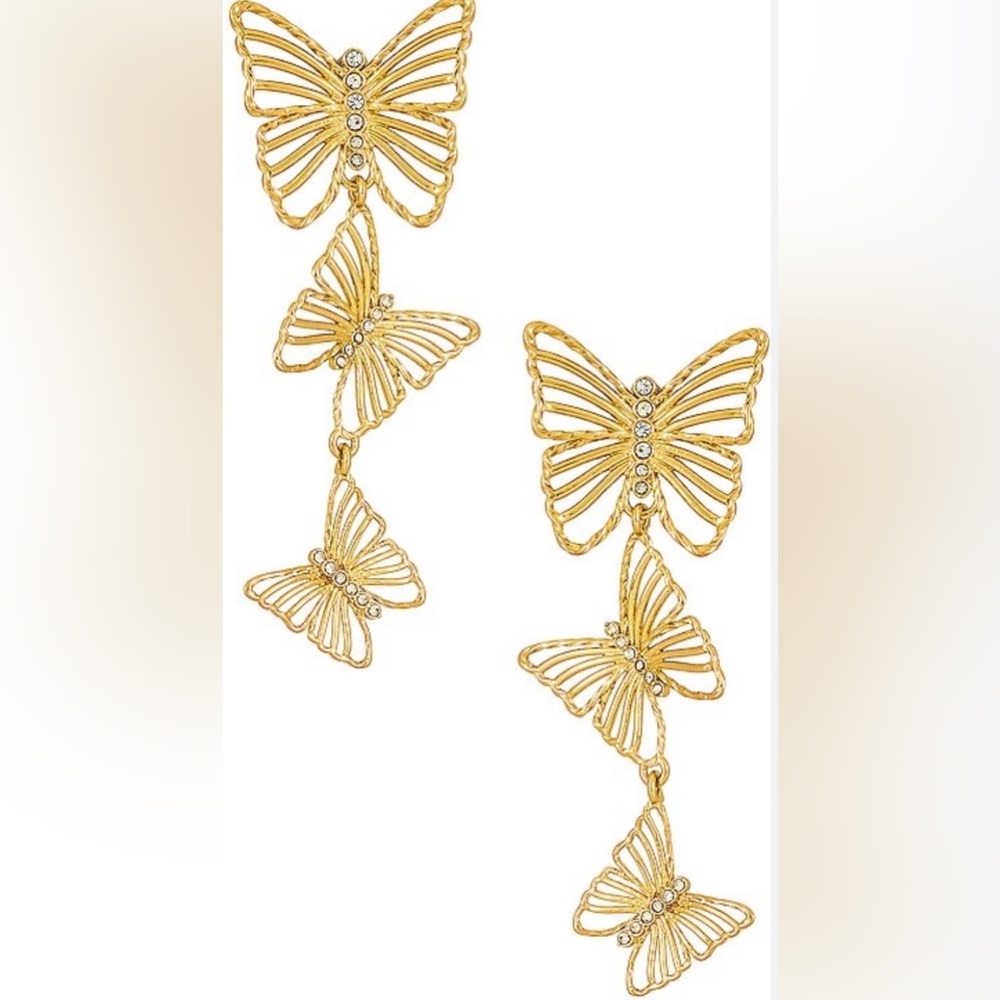 BaubleBar Butterfly Dangle 14k Gold Plated Earrings 

Color:Gold
